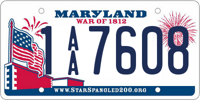 MD license plate 1AA7608