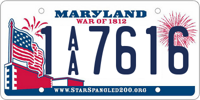 MD license plate 1AA7616