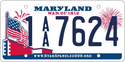 MD license plate 1AA7624