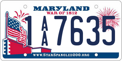 MD license plate 1AA7635