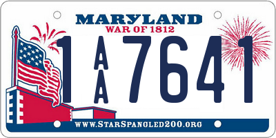 MD license plate 1AA7641
