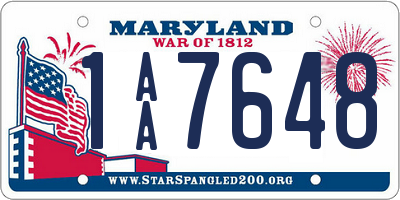 MD license plate 1AA7648