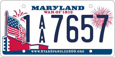 MD license plate 1AA7657
