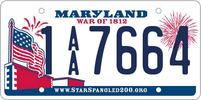 MD license plate 1AA7664