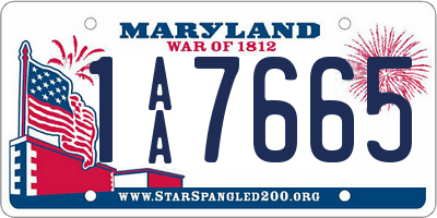 MD license plate 1AA7665