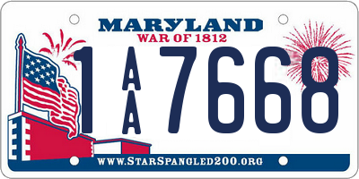 MD license plate 1AA7668