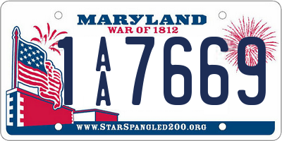 MD license plate 1AA7669