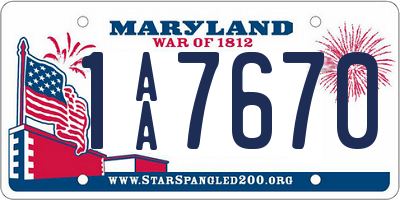 MD license plate 1AA7670