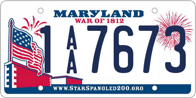 MD license plate 1AA7673