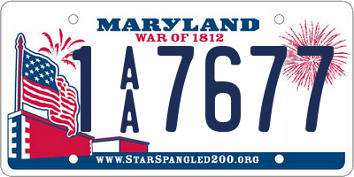 MD license plate 1AA7677