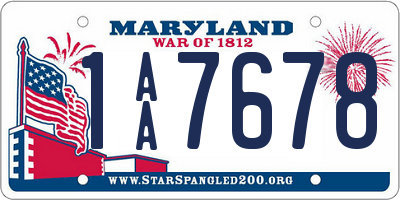 MD license plate 1AA7678