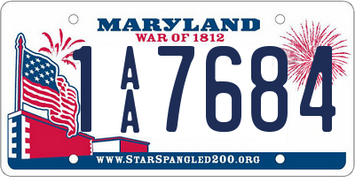 MD license plate 1AA7684