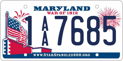 MD license plate 1AA7685