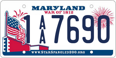 MD license plate 1AA7690