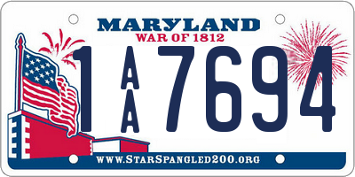 MD license plate 1AA7694