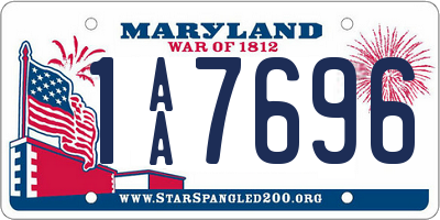 MD license plate 1AA7696