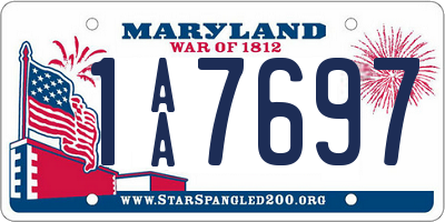 MD license plate 1AA7697