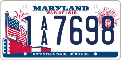 MD license plate 1AA7698