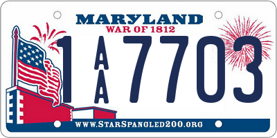 MD license plate 1AA7703