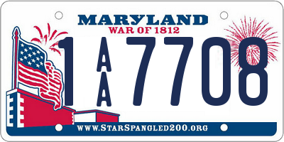 MD license plate 1AA7708