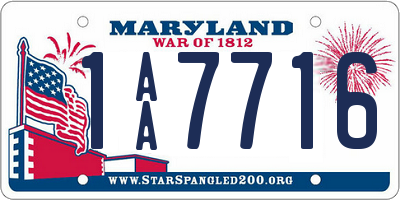 MD license plate 1AA7716