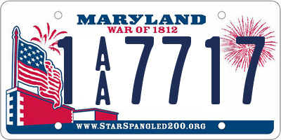 MD license plate 1AA7717