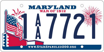 MD license plate 1AA7721