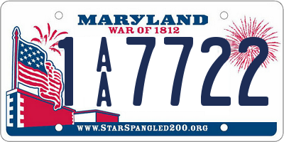 MD license plate 1AA7722