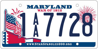 MD license plate 1AA7728