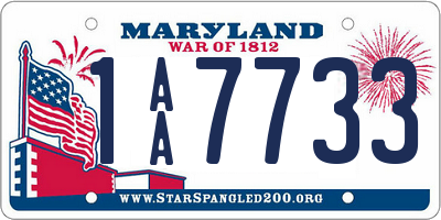 MD license plate 1AA7733