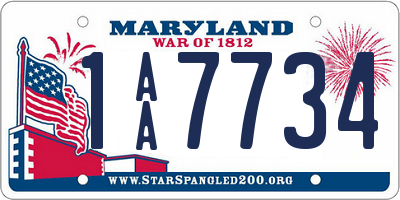 MD license plate 1AA7734