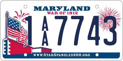 MD license plate 1AA7743