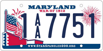 MD license plate 1AA7751