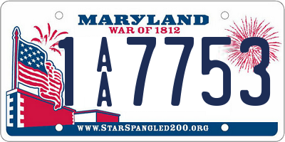 MD license plate 1AA7753