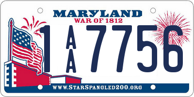 MD license plate 1AA7756