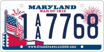 MD license plate 1AA7768