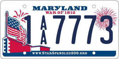 MD license plate 1AA7773