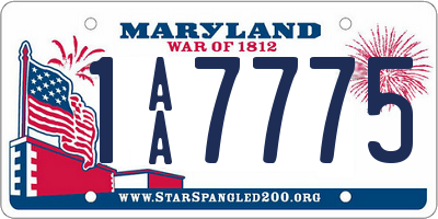 MD license plate 1AA7775