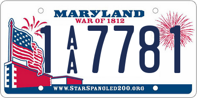 MD license plate 1AA7781