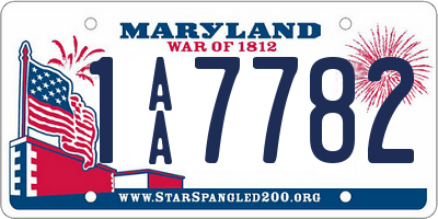 MD license plate 1AA7782