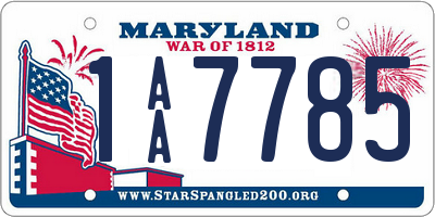 MD license plate 1AA7785