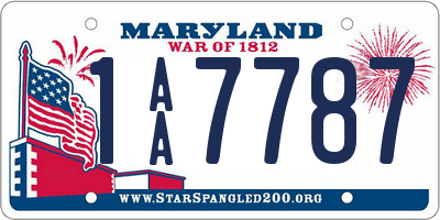 MD license plate 1AA7787
