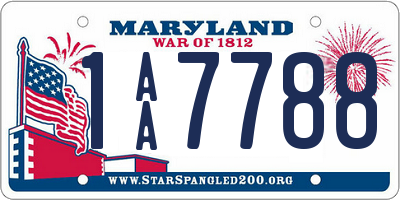 MD license plate 1AA7788