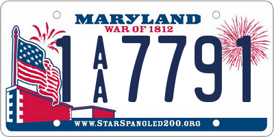 MD license plate 1AA7791