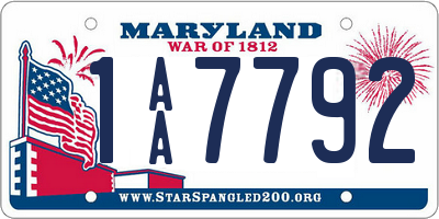 MD license plate 1AA7792