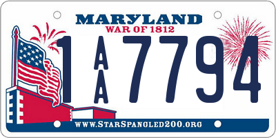 MD license plate 1AA7794