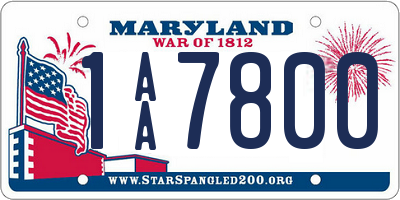 MD license plate 1AA7800