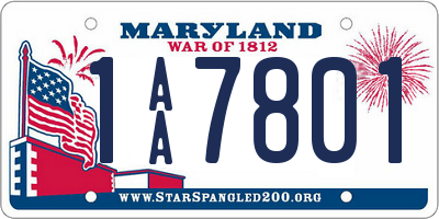 MD license plate 1AA7801