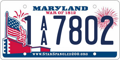 MD license plate 1AA7802