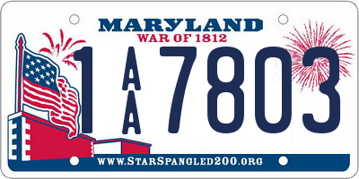 MD license plate 1AA7803